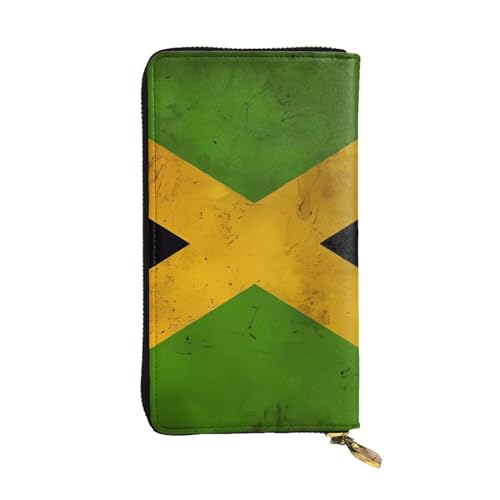 YYHHAOFA Lange Clutch-Geldbörse aus Leder mit alter jamaikanischer Flagge: bequem, leicht, wasserdicht, langlebig, 19 x 10,5 cm, Schwarz, Einheitsgröße, Schwarz , Einheitsgröße von YYHHAOFA