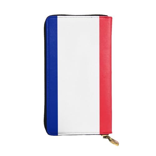 YYHHAOFA Lange Clutch aus Leder mit französischer Flagge: bequem, leicht, wasserdicht, langlebig, 19 x 10,5 cm, Schwarz, Einheitsgröße, Schwarz , Einheitsgröße von YYHHAOFA