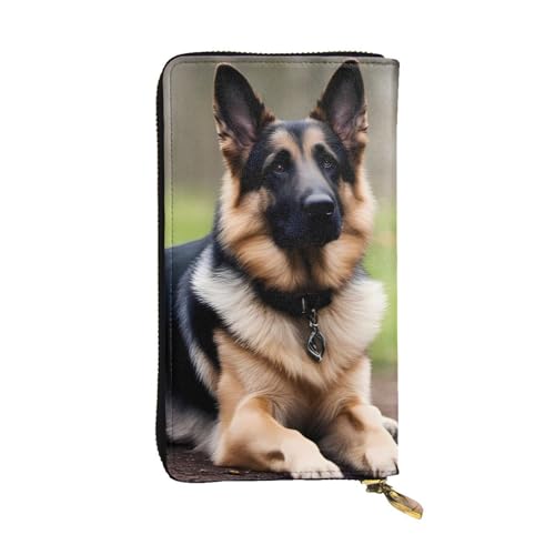 YYHWHJDE Ahorn Deutscher Schäferhund Bild Qualität Leder Lange Clutch Geldbörse Entworfen für Mode Mädchen und Frauen Stilvoll 19 x 10,5 cm, Schwarz , Einheitsgröße von YYHWHJDE