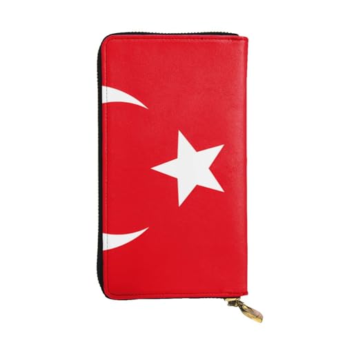 YYHWHJDE Clutch mit Flagge der Türkei, bedruckt, hochwertiges Leder, lang, entworfen für modische Mädchen und Frauen, stilvoll, 19 x 10,5 cm, Schwarz , Einheitsgröße von YYHWHJDE