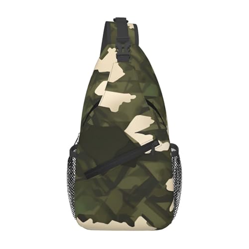 YYHWHJDE Cross-Brusttasche diagonal – hochwertige, langlebige und geräumige Umhängetasche für Damen und Herren, Armee-Camouflage-Druck, Schwarz, Einheitsgröße, Schwarz , Einheitsgröße von YYHWHJDE