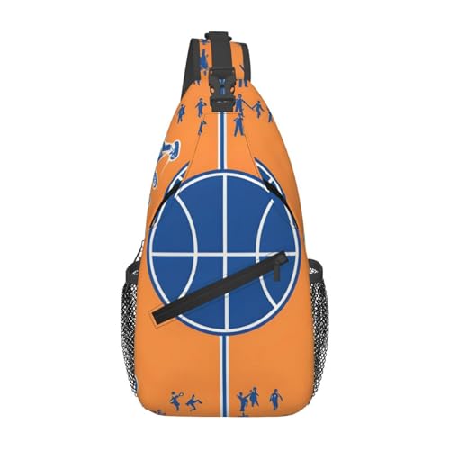 YYHWHJDE Cross-Brusttasche diagonal – hochwertige, langlebige und geräumige Umhängetasche für Damen und Herren, Basketballbild von YYHWHJDE