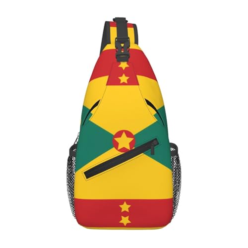 YYHWHJDE Cross-Brusttasche diagonal – hochwertige, langlebige und geräumige Umhängetasche für Damen und Herren, Flagge von Grenada, Schwarz, Einheitsgröße, Schwarz , Einheitsgröße von YYHWHJDE