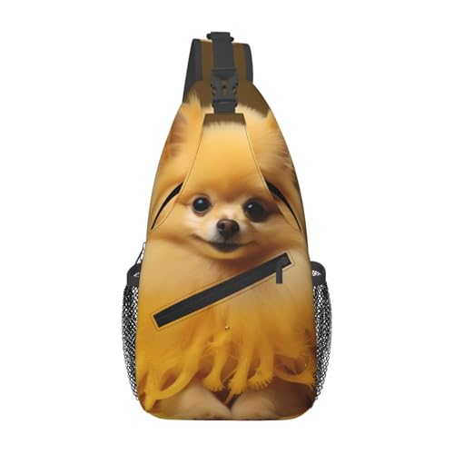 YYHWHJDE Cross Chest Bag Diagonal - Hochwertige, langlebige und geräumige Umhängetasche für Damen und Herren Gelb Pomeranian Muster, Schwarz, Einheitsgröße, Schwarz , Einheitsgröße von YYHWHJDE