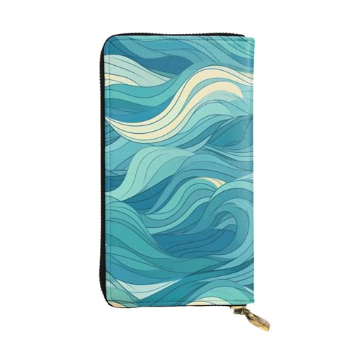 YYHWHJDE Dawn Ocean Waves Damen-Clutch, Leder, lang, entworfen für modische Mädchen und Frauen, stilvoll und personalisiert, 19 x 10,5 cm, Schwarz, Einheitsgröße, Schwarz , Einheitsgröße von YYHWHJDE