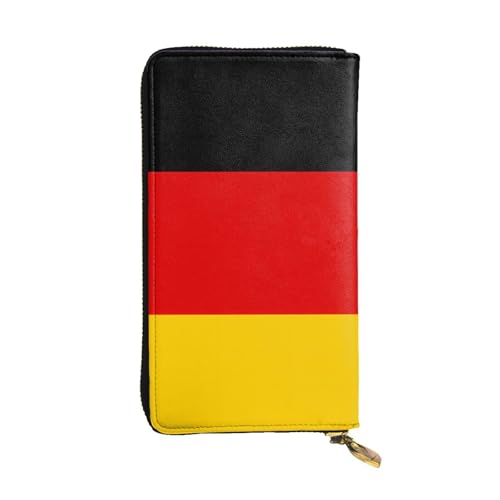 YYHWHJDE Deutsche Flagge Muster Qualität Leder Lange Clutch Geldbörse Entworfen für Mode Mädchen und Frauen Stilvoll 19 x 10,5 cm, Schwarz , Einheitsgröße von YYHWHJDE