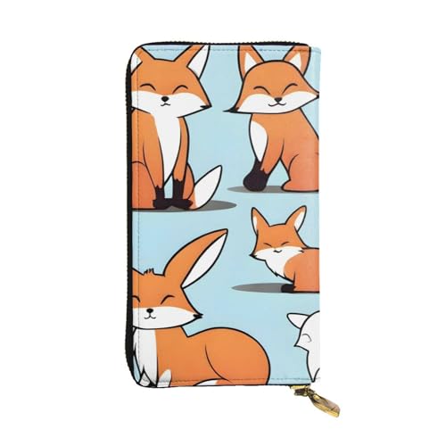 YYHWHJDE Fox in Different Poses Printing Quality Leather Long Clutch Wallet Designed for Fashion Girls and Women Stylish 19.0 cm x 10.5 cm, Schwarz , Einheitsgröße von YYHWHJDE