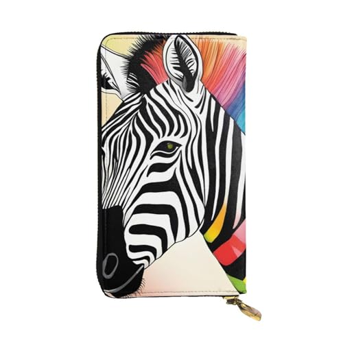 YYHWHJDE Lange Clutch-Geldbörse aus Leder mit Regenbogen-Zebra-Bild, entworfen für modische Mädchen und Frauen, stilvoll und personalisiert, 19 x 10,5 cm, Schwarz, Einheitsgröße, Schwarz , von YYHWHJDE