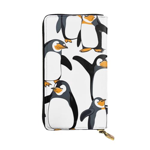 YYHWHJDE Lange Clutch-Geldbörse mit Pinguin-Aufdruck, Leder, entworfen für modische Mädchen und Frauen, stilvoll und personalisiert, 19 x 10,5 cm, Schwarz, Einheitsgröße, Schwarz , Einheitsgröße von YYHWHJDE