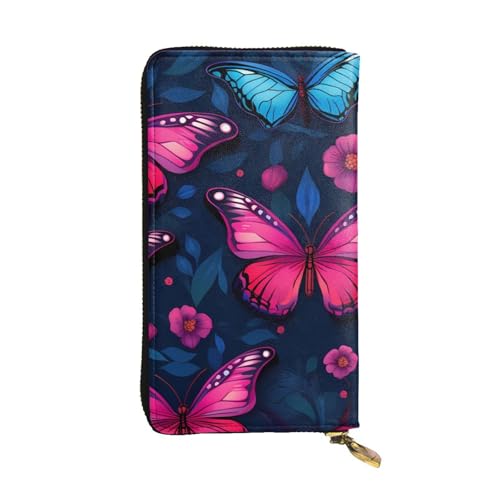 YYHWHJDE Pretty Butterfly Printed Quality Leather Long Clutch Wallet Designed for Fashion Girls and Women Stylish 19.0 x 10.5 cm, Schwarz , Einheitsgröße von YYHWHJDE