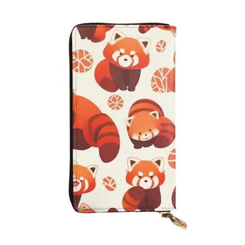 YYHWHJDE Roter Panda-Druck, hochwertiges Leder, lange Clutch-Geldbörse, entworfen für modische Mädchen und Frauen, stilvoll, 19 x 10,5 cm, Schwarz , Einheitsgröße von YYHWHJDE
