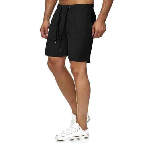 YYNLIN Shorts Herren Herren Schnell Trocknende Solid Color Beach Hosen Herren Sportfitnessshorts Für Männer-schwarz-XXXL von YYNLIN