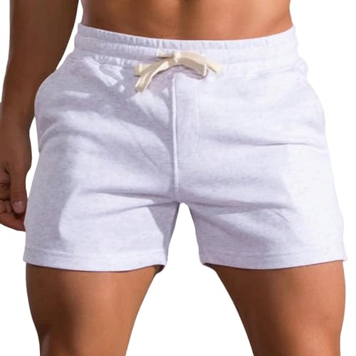 YYNLIN Shorts Herren Sommer -fitnesshosen Für Die Lässige Schlanke Schleiche Für Männer, Die Elastische Taille -Kordel -Kordel -Kordel -Shorts Sind-03 Weiß-m von YYNLIN