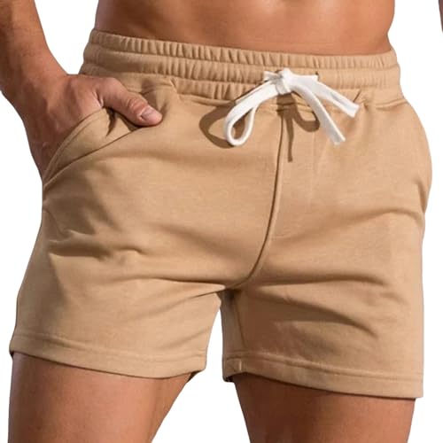 YYNLIN Shorts Herren Sommer -fitnesshosen Für Die Lässige Schlanke Schleiche Für Männer, Die Elastische Taille -Kordel -Kordel -Kordel -Shorts Sind-05 Khaki-XL von YYNLIN