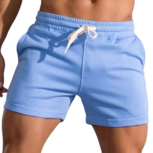 YYNLIN Shorts Herren Sommer -fitnesshosen Für Die Lässige Schlanke Schleiche Für Männer, Die Elastische Taille -Kordel -Kordel -Kordel -Shorts Sind-06 Blau-XXXL von YYNLIN