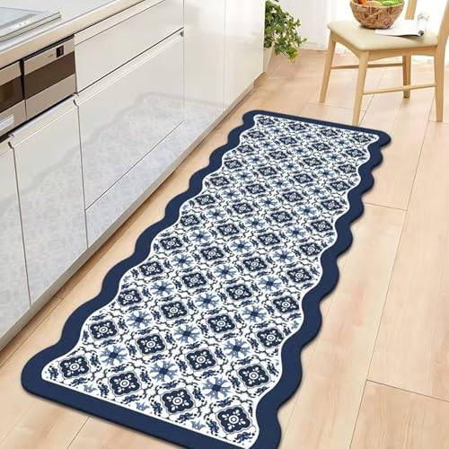 YYQSW Retro Küchenläufer, Küchenteppich Waschbar rutschfest Küchenmatten, Sauberlaufmatte Mat/Rug/Carpet Fussmatte Für Esszimmer Küche Bad Balkon Veranda,50×80cm,4 von YYQSW