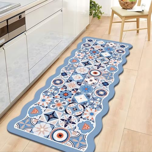 YYQSW Retro Küchenläufer, Küchenteppich Waschbar rutschfest Küchenmatten, Sauberlaufmatte Mat/Rug/Carpet Fussmatte Für Esszimmer Küche Bad Balkon Veranda,60×160cm,1 von YYQSW