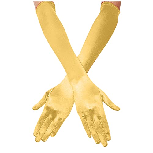 Netzhandschuhe Schwarz Fingerlos Fingertanz-Handschuhe für Brautfrauen, Ellenbogen, Lange Handschuhe, Länge der 1920er Jahre, Satin-Opernhandschuhe Dünne Handschuhe Damen Touchscreen von YYTA