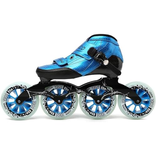 YYingYYue Erwachsene Professionelle Inline -Skates, Räder Professionelle Einzelreihe Kinder Kohlefaser -Rollschuhe Für Frauen Und Männer Inline Speed Skates Schuhe,Blau,41 von YYingYYue