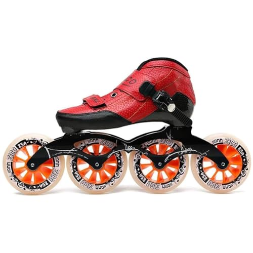 YYingYYue Erwachsene Professionelle Inline -Skates, Räder Professionelle Einzelreihe Kinder Kohlefaser -Rollschuhe Für Frauen Und Männer Inline Speed Skates Schuhe,Rot,32 von YYingYYue