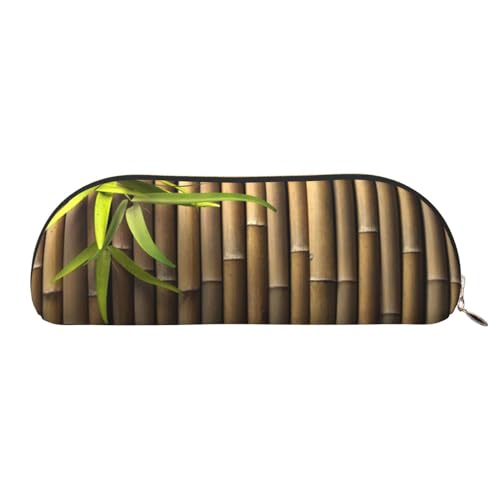 YZHYWJFF Spring Bamboo bedruckte Leder-Aufbewahrungstasche, halbrund, geeignet für Schule, Arbeit und Geschäftsreisen, gold, Einheitsgröße, Kulturbeutel von YZHYWJFF