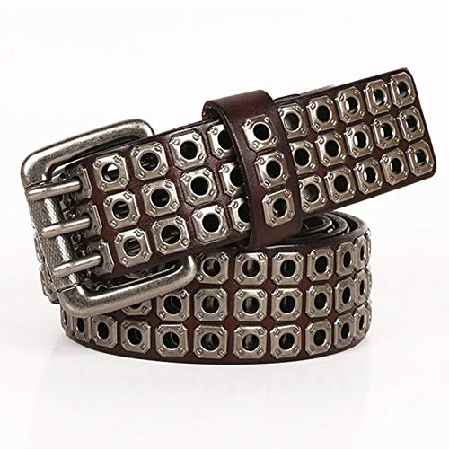 YZJYB Herren Damen Nietengürtel im Vintage Style Punk Hip Hop Ledergürtel Breiter Gürtel mit Nieten und Strass 105cm-125cm Länge,Braun,115CM YZJYB Herren Damen Nietengürtel im Vintage Style Punk Hip Hop Ledergürtel Breiter Gürtel mit Nieten und Strass 105cm-125cm Länge,Braun,115CM von YZJYB