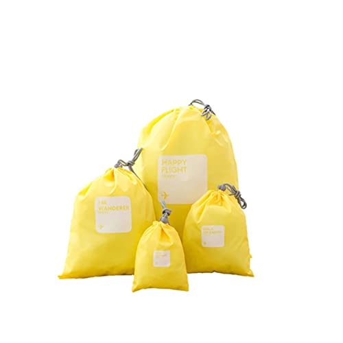 4 Stück Reise Aufbewahrungsbeutel Packbeutel Wasserdicht Beutel Organisatoren mit Kordel Packtasche Outdoor 4 Größe (Gelb) von YZYP