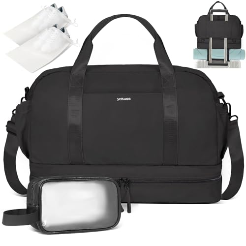 Yakuss Reisetasche für Damen, Wochenendtasche mit Schuhfach, Yogamatte, Gurt, Kulturbeutel, Trolleyhülle, Sporttasche, Handgepäck, Krankenhaus, Einkaufstasche, Schwarz, M, Freizeit, Party, Dating, Yakuss Reisetasche für Damen, Wochenendtasche mit Schuhfach, Yogamatte, Gurt, Kulturbeutel, Trolleyhülle, Sporttasche, Handgepäck, Krankenhaus, Einkaufstasche, Schwarz, M, Freizeit, Party, Dating, von YaKuss