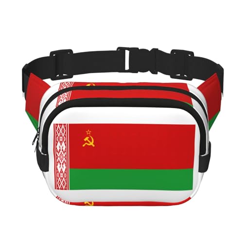 Bauchtasche mit Verlängerung für Herren und Damen, Motiv: Flagge von Belarus, mit Reißverschlusstaschen, Schwarz, Einheitsgröße von YaWea