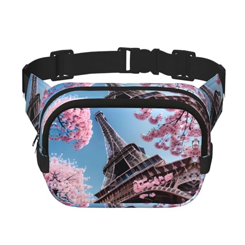 Bauchtasche mit Verlängerung für Herren und Damen, Motiv: Paris, Eiffelturm, mit Reißverschlusstaschen, Schwarz, Einheitsgröße von YaWea