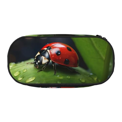 YaWea Schönes Federmäppchen mit Ladybug1-Aufdruck, großes Fassungsvermögen, Organizer, Aufbewahrungstasche, großes Federmäppchen für College, Zuhause, Büro von YaWea