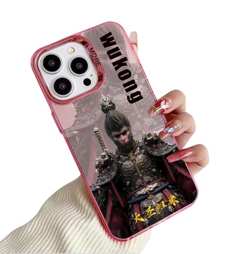 Yaayago Monkey Sun-Wukong Telefono Custodia Per iPhone 14Promax Custodia Per Telefono Cellulare Per iPhone 15Promax Per iPhone 13Promax Cool Game Cartoon Case-Rosa-Per iPhone12 Pro Max von Yaayago