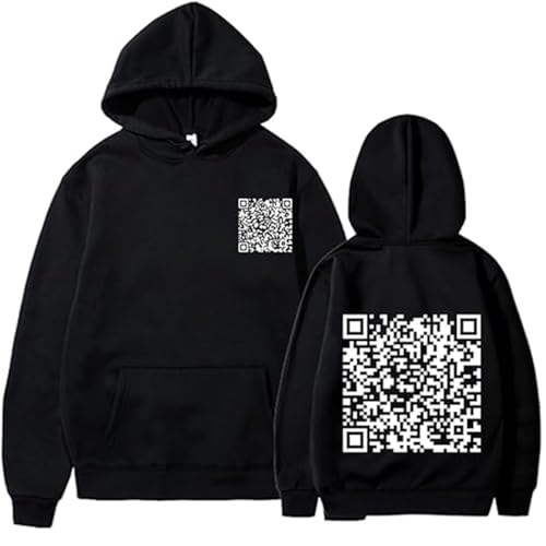 Lustiger Fu-Qr-Code-Hoodie, Qr-Scan-Code-Witz, lustiger Hoodie, Unisex, einzigartiger Qr-Code mit humorvoller versteckter Nachricht (5XL,Black) von Yacriso