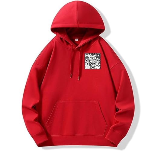 Lustiger Fu-Qr-Code-Hoodie, Qr-Scan-Code-Witz, lustiger Hoodie, Unisex, einzigartiger Qr-Code mit humorvoller versteckter Nachricht (L,red) von Yacriso