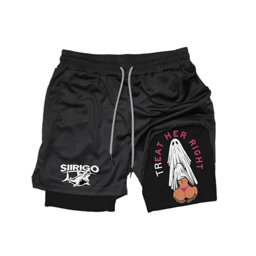 Siirigo Shorts Herren, Sexy Boobs Grafik-Print-Fitness-Performance-Shorts, Laufshorts mit Handytasche (L,B-1) von Yacriso