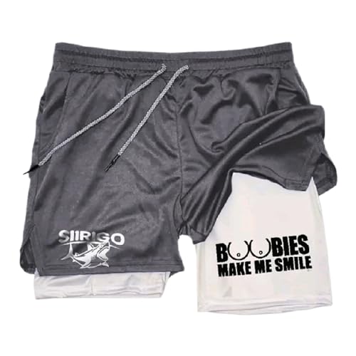 Siirigo Shorts Herren, Sexy Boobs Grafik-Print-Fitness-Performance-Shorts, Laufshorts mit Handytasche (XL,D-3) von Yacriso