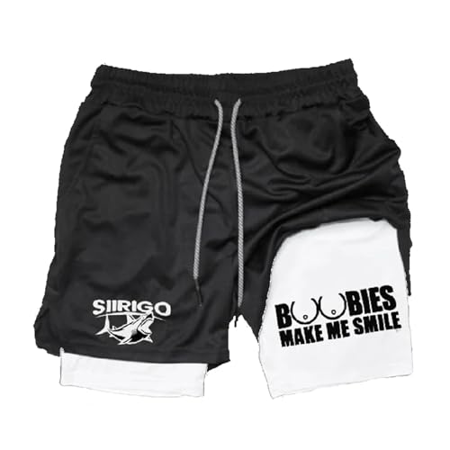 Siirigo Shorts Herren, Sexy Boobs Grafik-Print-Fitness-Performance-Shorts, Laufshorts mit Handytasche (XL,D-5) von Yacriso