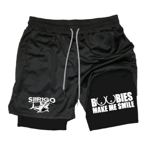 Siirigo Shorts Herren, Sexy Boobs Grafik-Print-Fitness-Performance-Shorts, Laufshorts mit Handytasche (XS,D-2) von Yacriso
