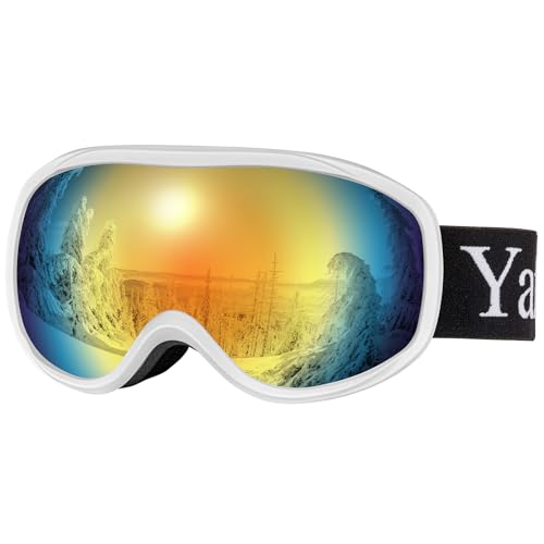 Yafaca Skibrille für Damen Herren, Anti-Beschlag Snowboardbrille mit Dual Lens, UV 400 Schutz Skibrille für Brillenträger, Kompatibler Helm Skibrille für Kinder Jungen Mädchen von Yafaca