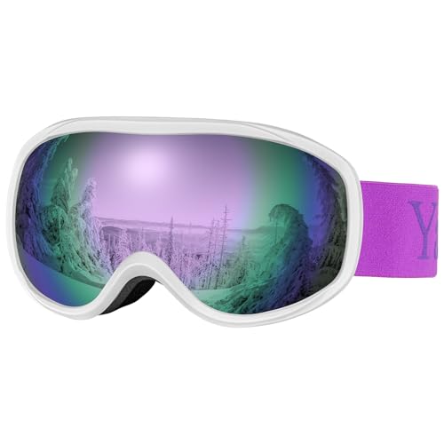 Yafaca Skibrille Anti Fog UV 400 Schutz Snowboardbrille mit Dual Lens Helm Kompatible Snowboardbrille für Brillenträger Anti Glare Sphärische Skibrille für Damen Herren von Yafaca