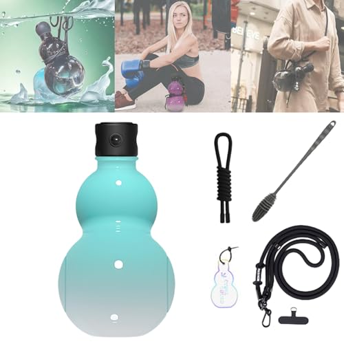 Yagerod Gourd Sports Water, Bottle Travel Water Bottle for Gym, 900ml Durable Gourd Style Water Bottle, Chinese Retro-Inspired Gourd Water Bottle for Myth Sun Wu Koug Game Fans (Cyan Gradient) von Yagerod