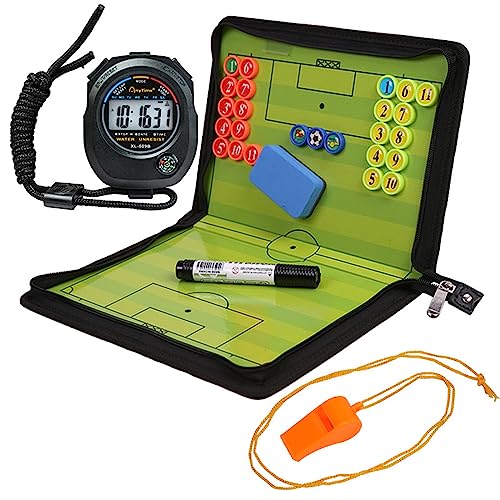 Taktiktafel Fußball, Coaches Taktikboard Fussball, Tragbar Trainer Taktikmappe, Klappbar Trainermappe mit Magnetische Große Schachfiguren, Stoppuhr Timer, Schiedsrichter Pfeifen, Schwamm, Marker Taktiktafel Fußball, Coaches Taktikboard Fussball, Tragbar Trainer Taktikmappe, Klappbar Trainermappe mit Magnetische Große Schachfiguren, Stoppuhr Timer, Schiedsrichter Pfeifen, Schwamm, Marker von Yagosodee