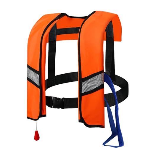 Yahbrra 150N Sport Automatische Rettungsweste für Erwachsene, Verstellbare Aufblasbare Schwimmweste für Erwachsene, Ideal für Wassersport und Bootfahren(Orange,Automatic model) von Yahbrra