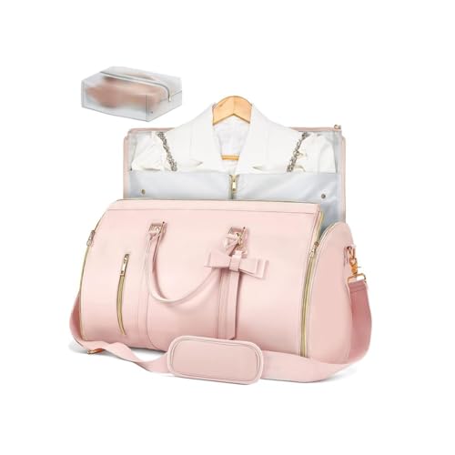 Yahbrra Reisetasche Große Faltbare, Weekender Übernachtungstasche Seesack Wasserdicht Sporttasche mit Schuhfach Tasche für Männer und Frauen(Pink) von Yahbrra