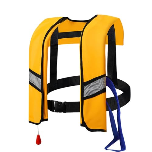 Yahbrra Rettungsweste für Erwachsene, Verstellbare Aufblasbare Schwimmweste für Erwachsene, Ideal für Wassersport und Bootfahren, Aufblasbare Schwimmhilfen Jacke Zum Kajakfahren(Yellow,Manual model) von Yahbrra