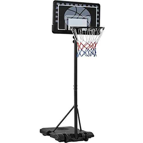Yaheetech Basketballständer Höheverstellbare Basketballkörbe mit Rollen Tragbare Basketballanlage Standfuß mit Wasser oder Sand befüllbar Korbanlage für Indoor/Outdoor, 75,5 × 56,5 × 219-249 cm von Yaheetech
