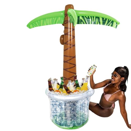 Yajexun Aufblasbarer Eiskübel, aufblasbarer Kühler für Partys | Blow Up Eiskübel im Kokosnussbaum-Design, großes Fassungsvermögen, Getränkekühler,Tragbare Partydekorationen mit tropischem Strandthema, von Yajexun