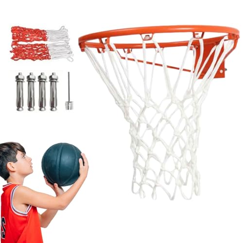 Yajexun Basketball-Felge im Freien, Basketball-Felge und Netz - Wetterfester, robuster, verdickter Reifenrand aus Metall mit Netz,Basketballtor für den Innen- und Außenbereich für Basketbälle in von Yajexun