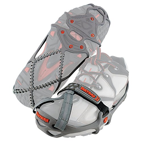 Yaktrax Pro Run Eis & Schnee Griffe für Laufschuhe, 3mm Hartmetall Schuhkrallen & Eisspikes, Unisex, Grau, L von YakTrax