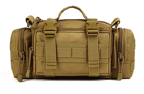 Yakmoo Große Hüfttasche Hüfttasche Handtasche 3in1 Taktischer Militärstil Bauchtasche wasserdichte Molle System Gürteltasche für Outdoors Braun von Yakmoo